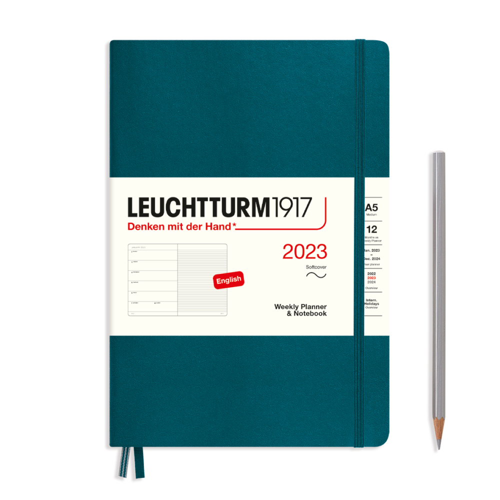 softcover medium weekly planner and notebook pacific green by Leuchtturm1917
