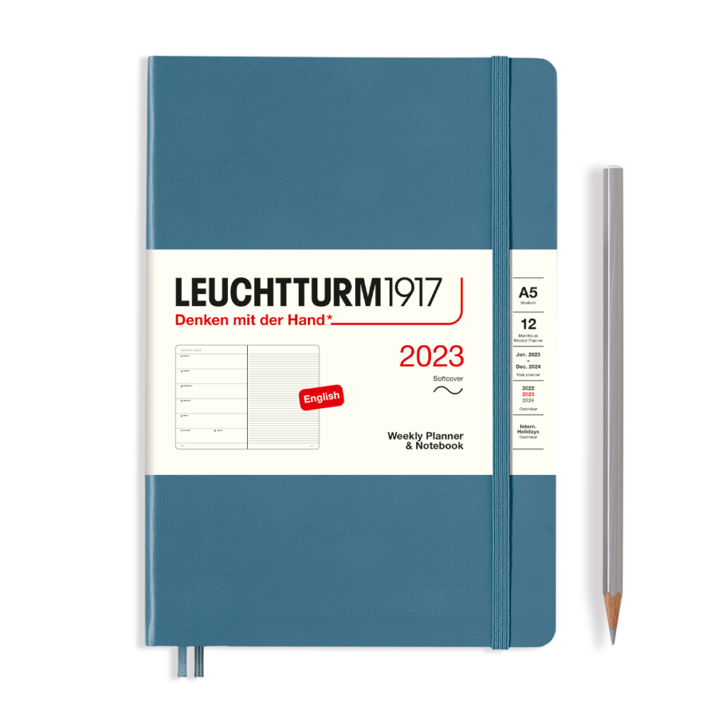 softcover medium weekly planner and notebook stone blue by Leuchtturm1917