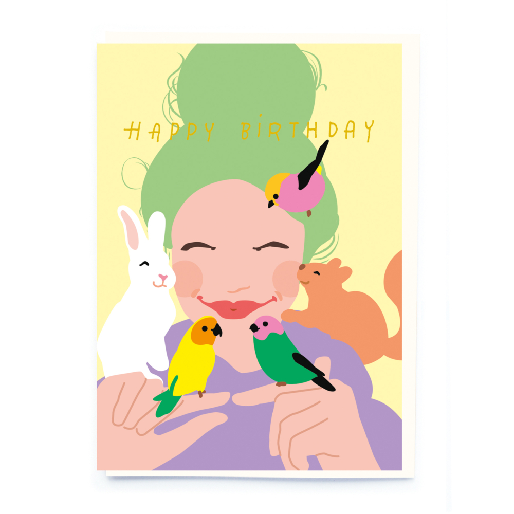 girl with pets girl card by noi