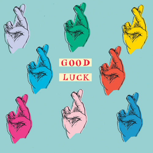 good luck multicoloured fingers card by poet and painter