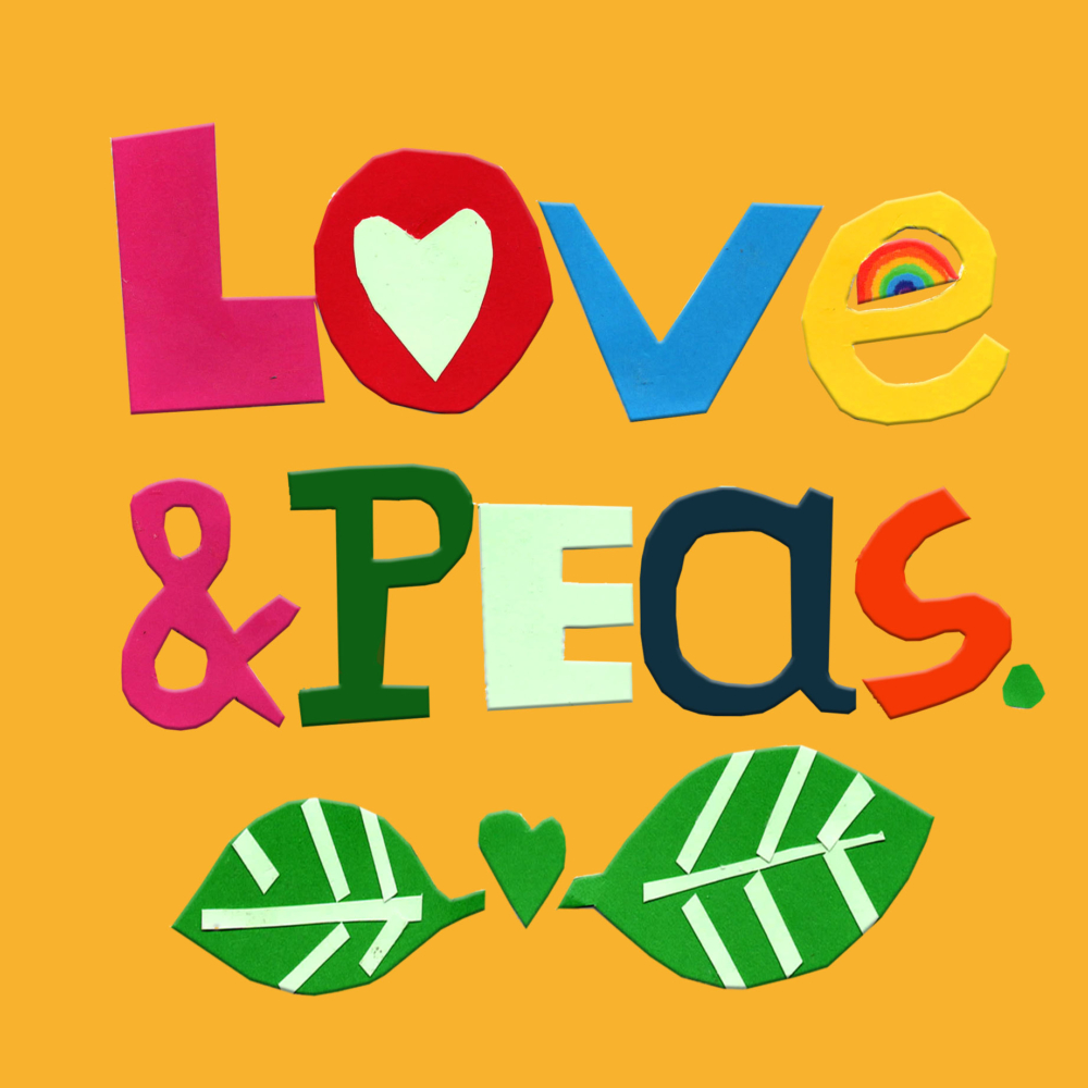 Love and Peas card by poet and painter