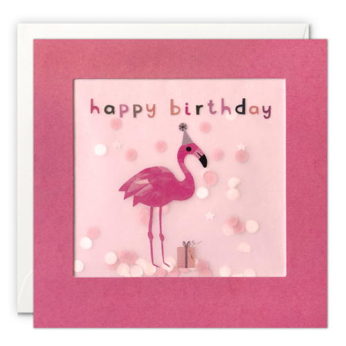Shakies Flamingo Birthday Card by james ellis card