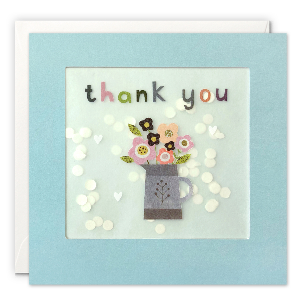 thank you flower jug paper shakies card by James Ellis