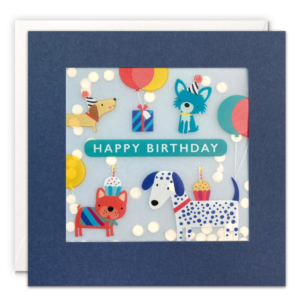 Dogs and Balloons Paper Shakies Card by James Ellis