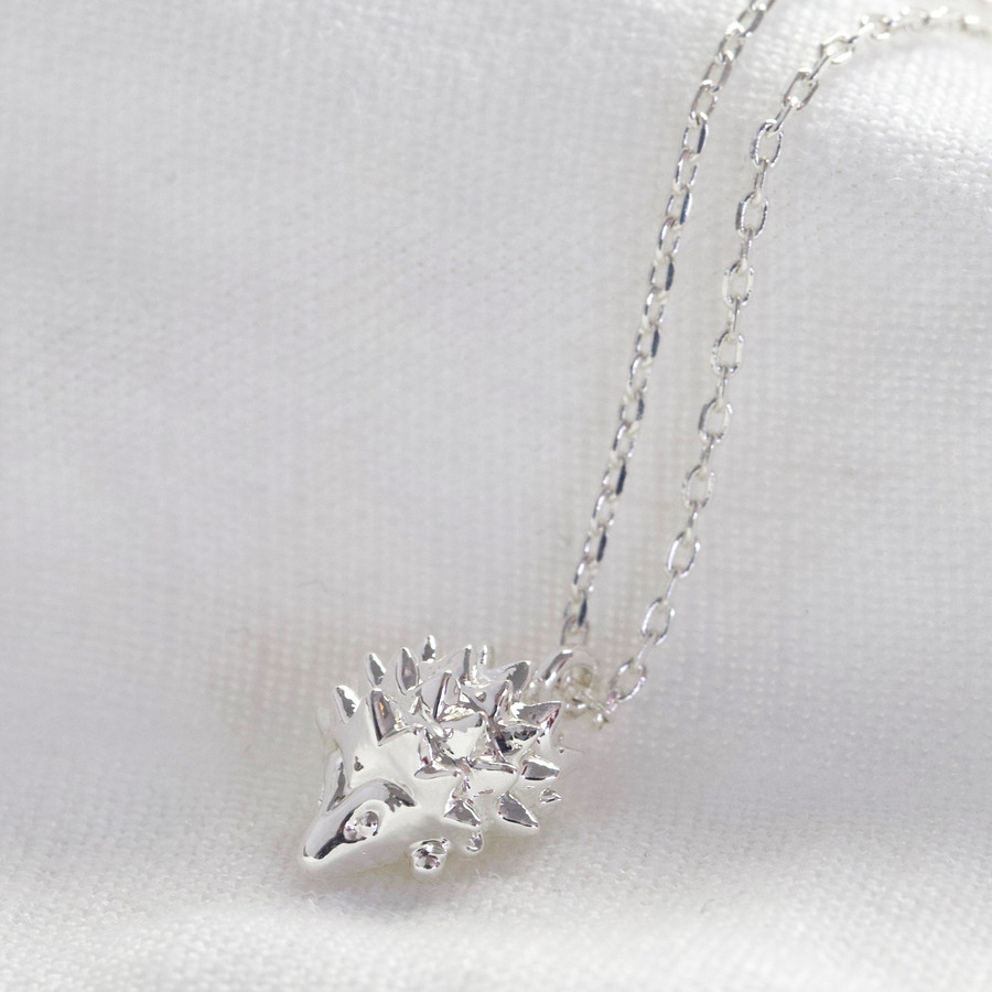 hedgehog necklace silver plate by Lisa angel