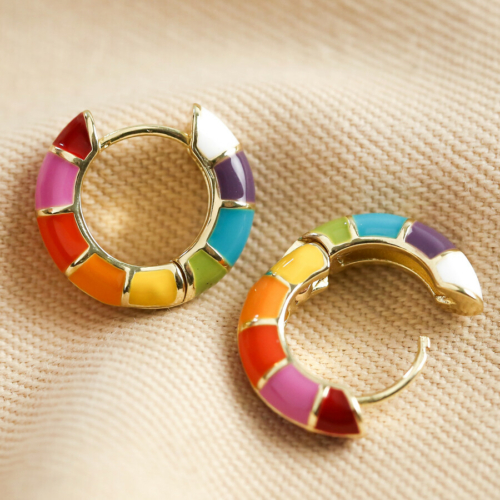 rainbow hoop geometric enamel earrings by lisa angel