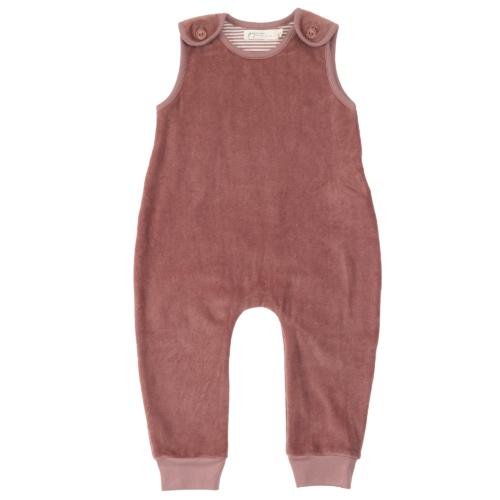 velour playsuit rose by pigeon organics AW22