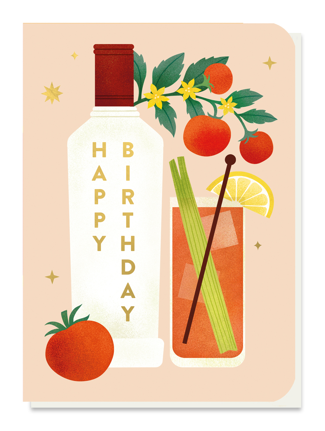 bloody mary birthday card with tomato plant seed sticks by stormy knight