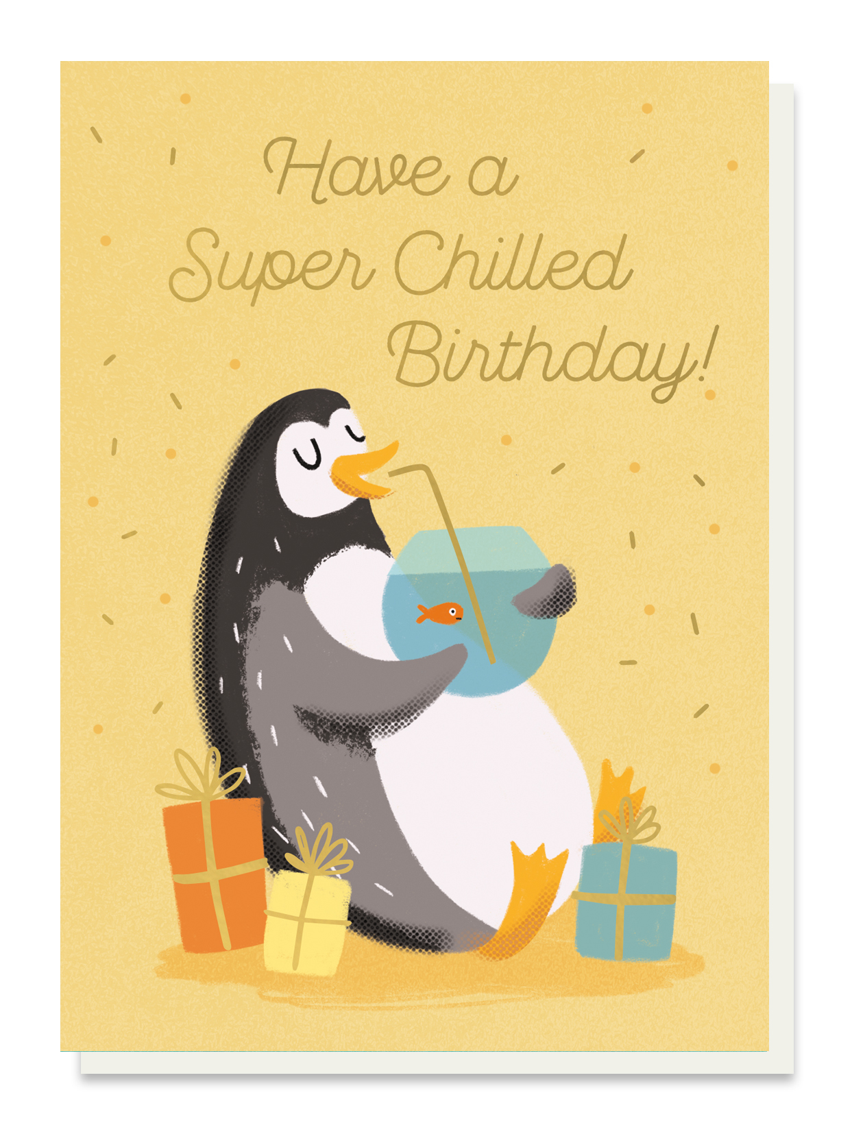 Chillde birthda penguin card by stormy knight