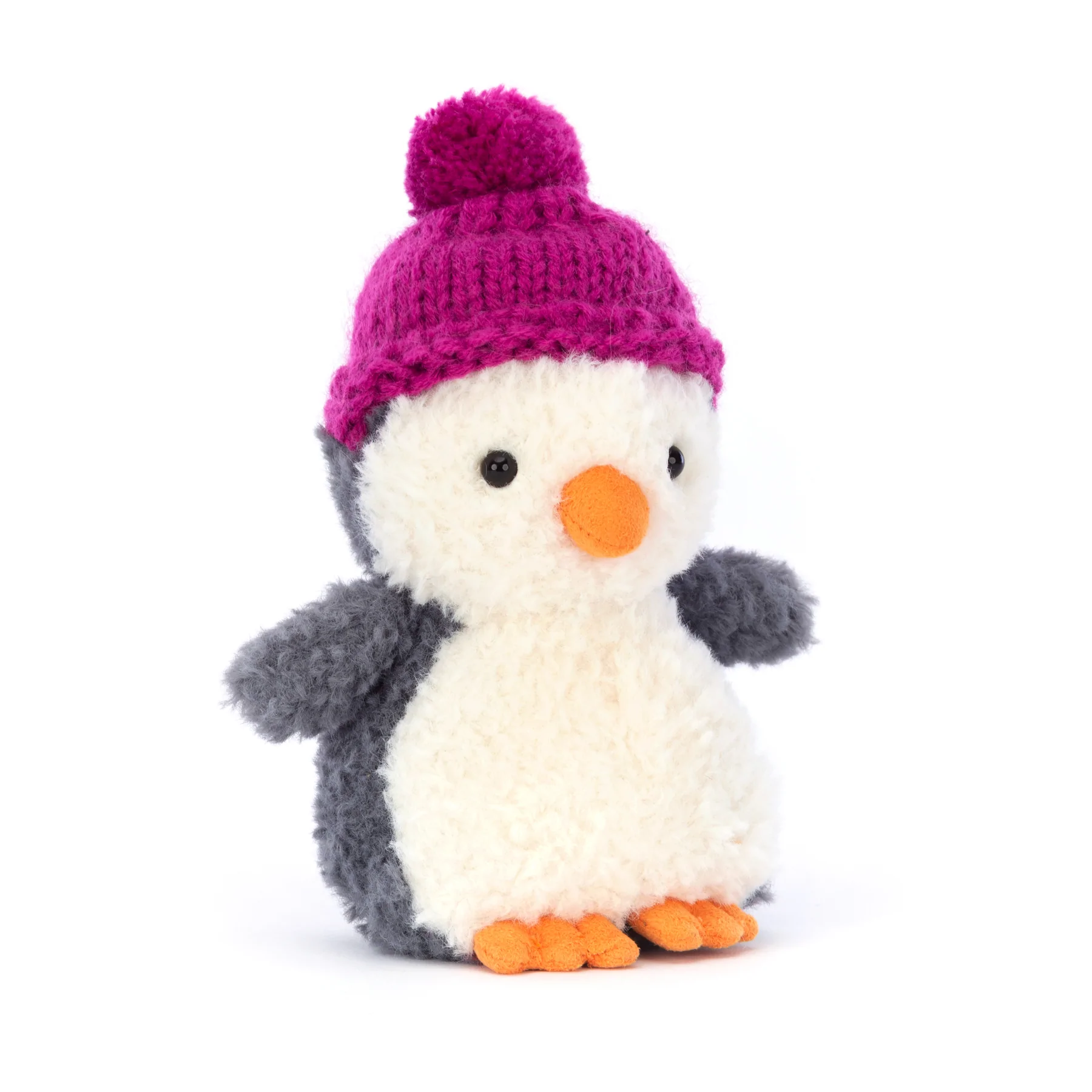 wee winter penguin fuchsia hat by jellycat