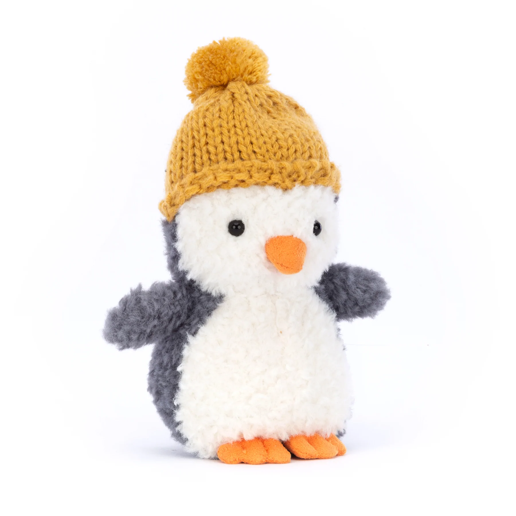 wee winter penguin mustard hat by jellycat