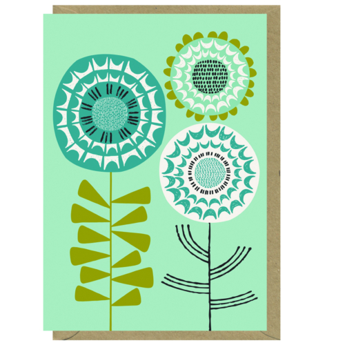 Flowers blue card by eloise renouf for Earlybird designs