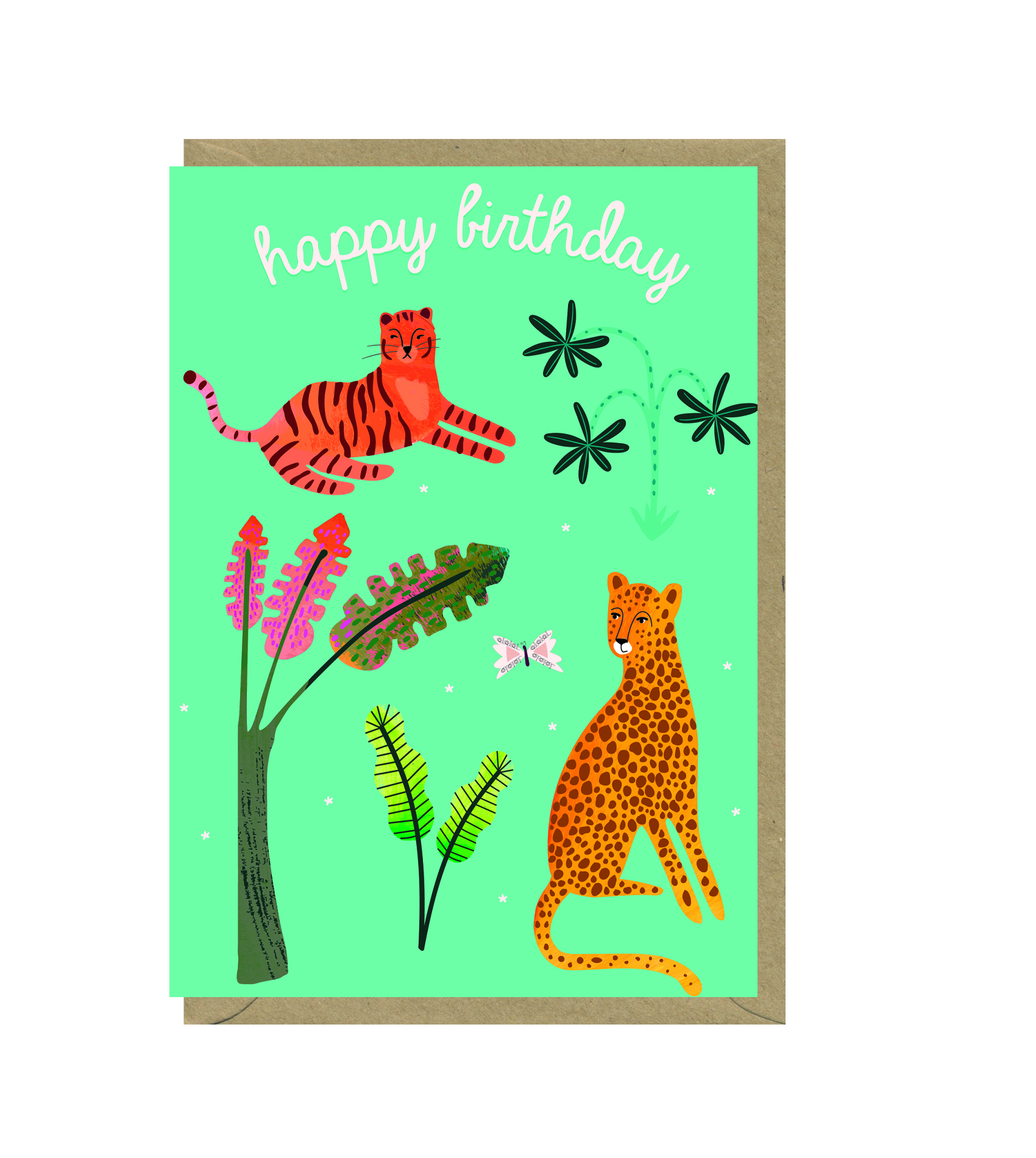 Happy birthday Tiger and cheetah card by Elana essex