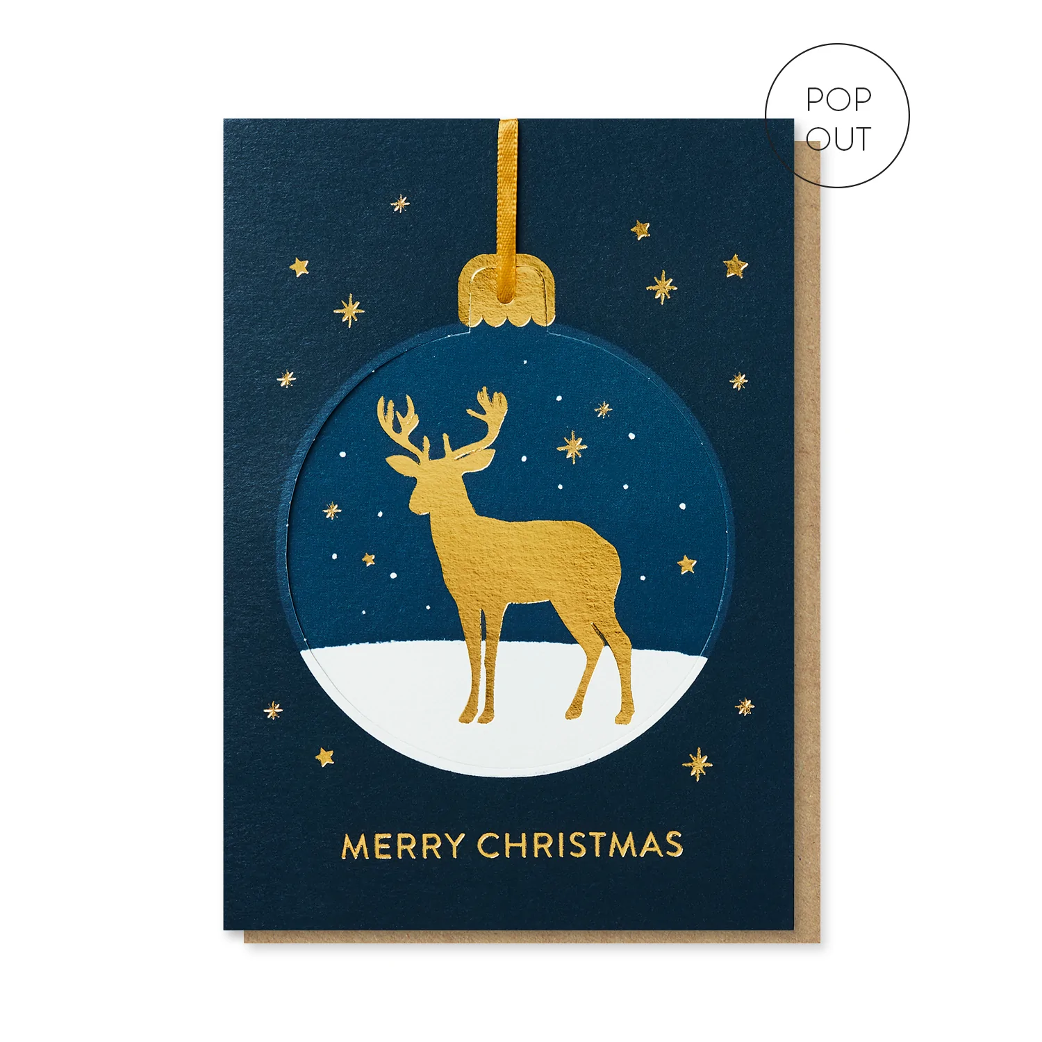 bauble card golden deer by stormy knight