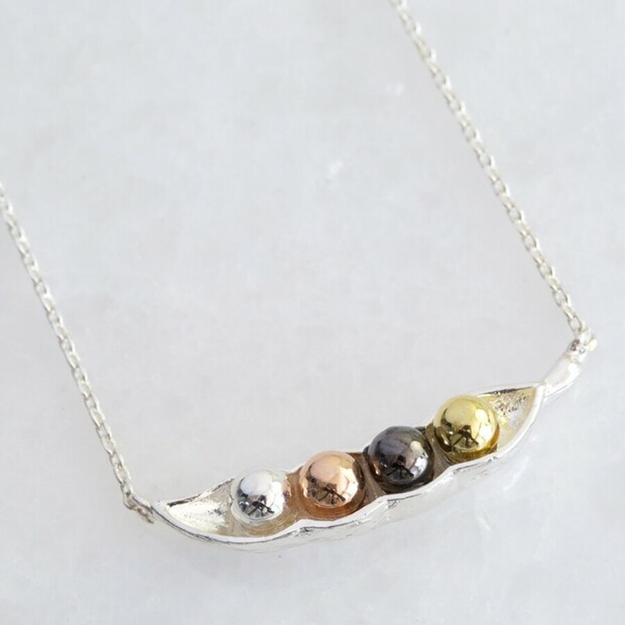 four peas in a pod silver necklace by Lisa Angel