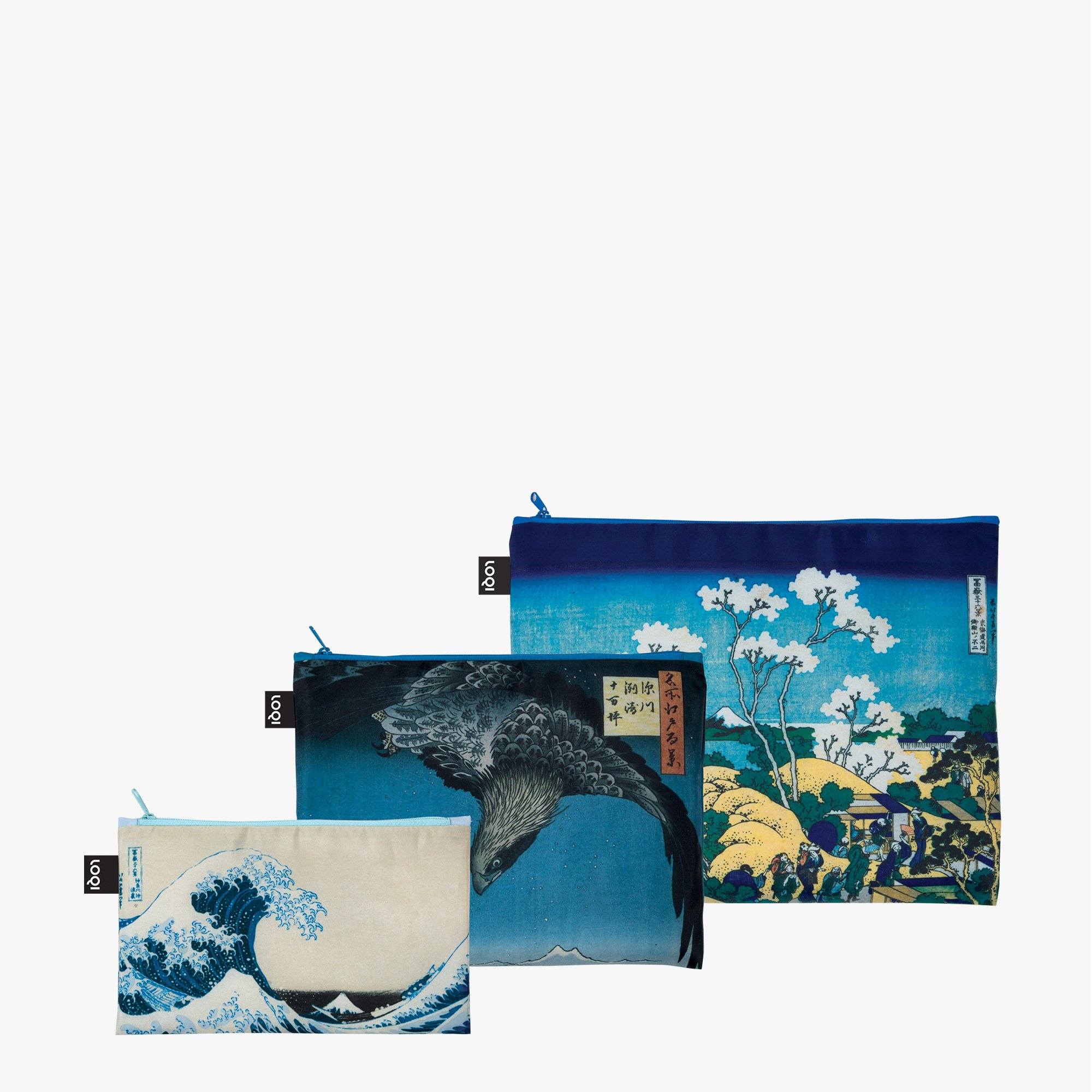 recycled Hokusai zip pockets trio by Loqi