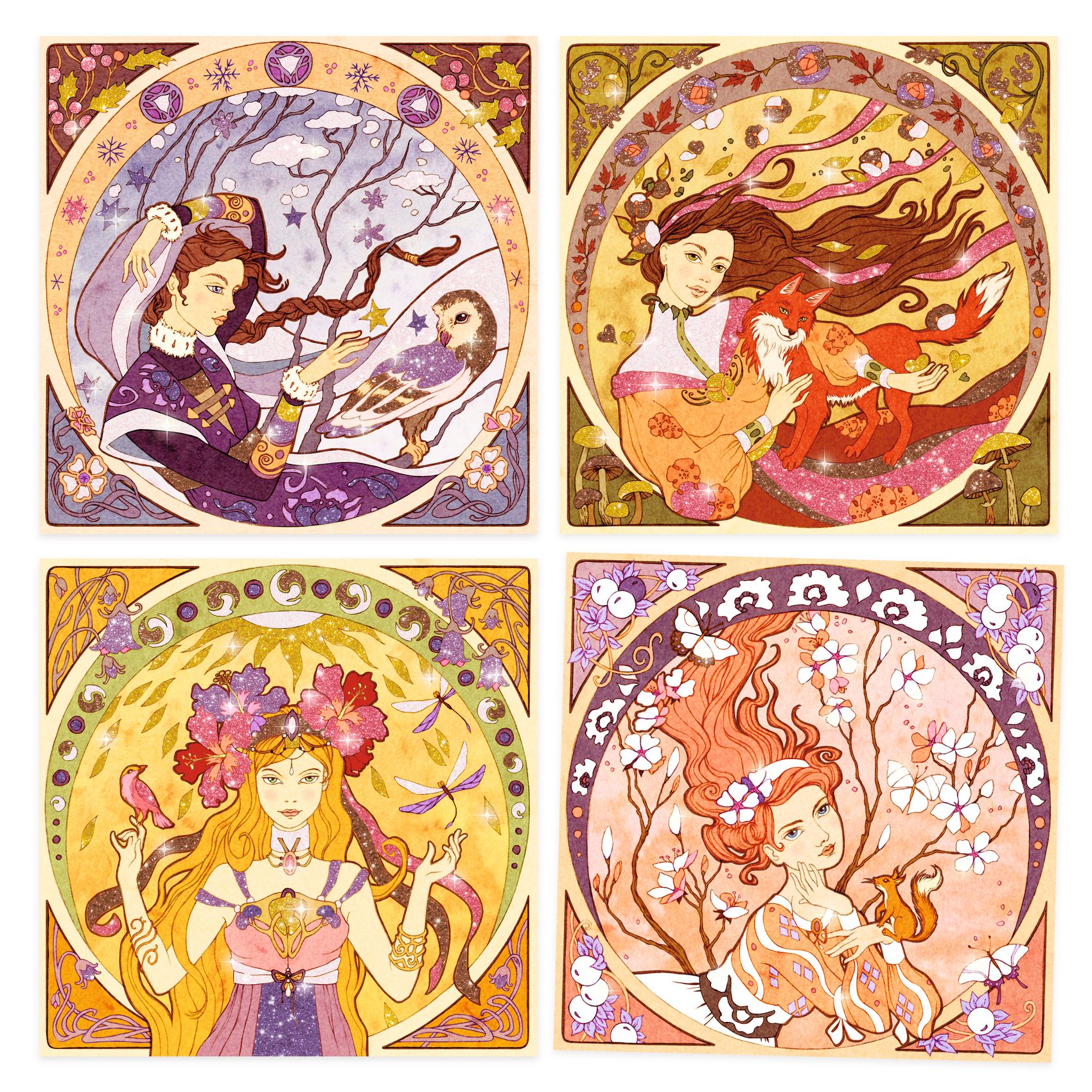 goddesses inspired by Alfons Mucha by Djeco