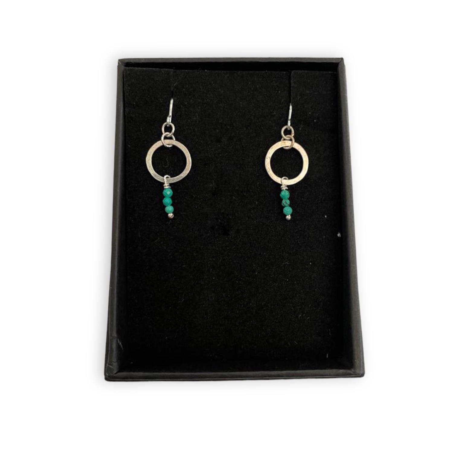 MSJ110 Tiny Turquoise Stack Ring Earrings by MAdeleine Spencer Jewellery