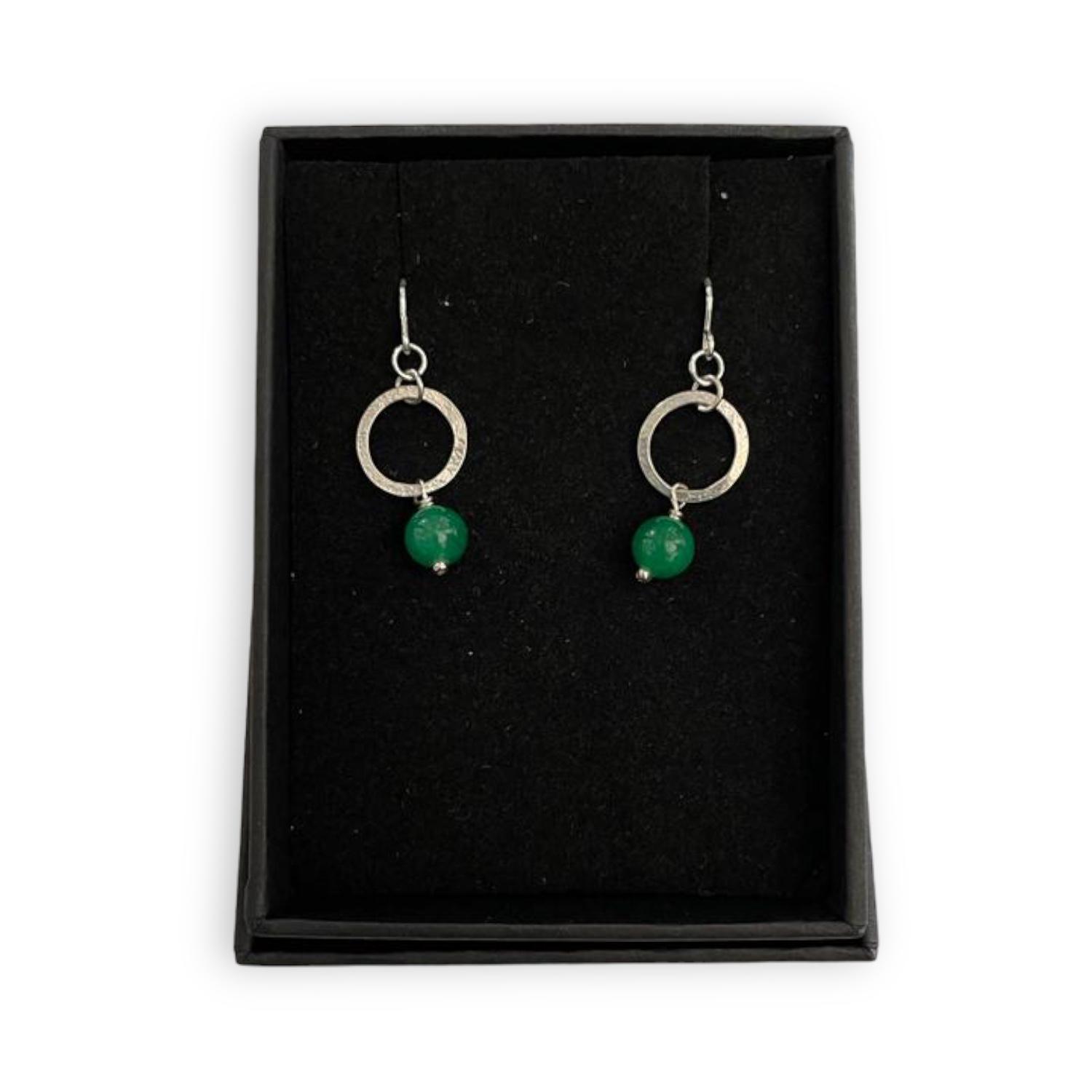 MSJ111 Green Jade Sphere Ring Earrings by Madeline Spencer Jewellery