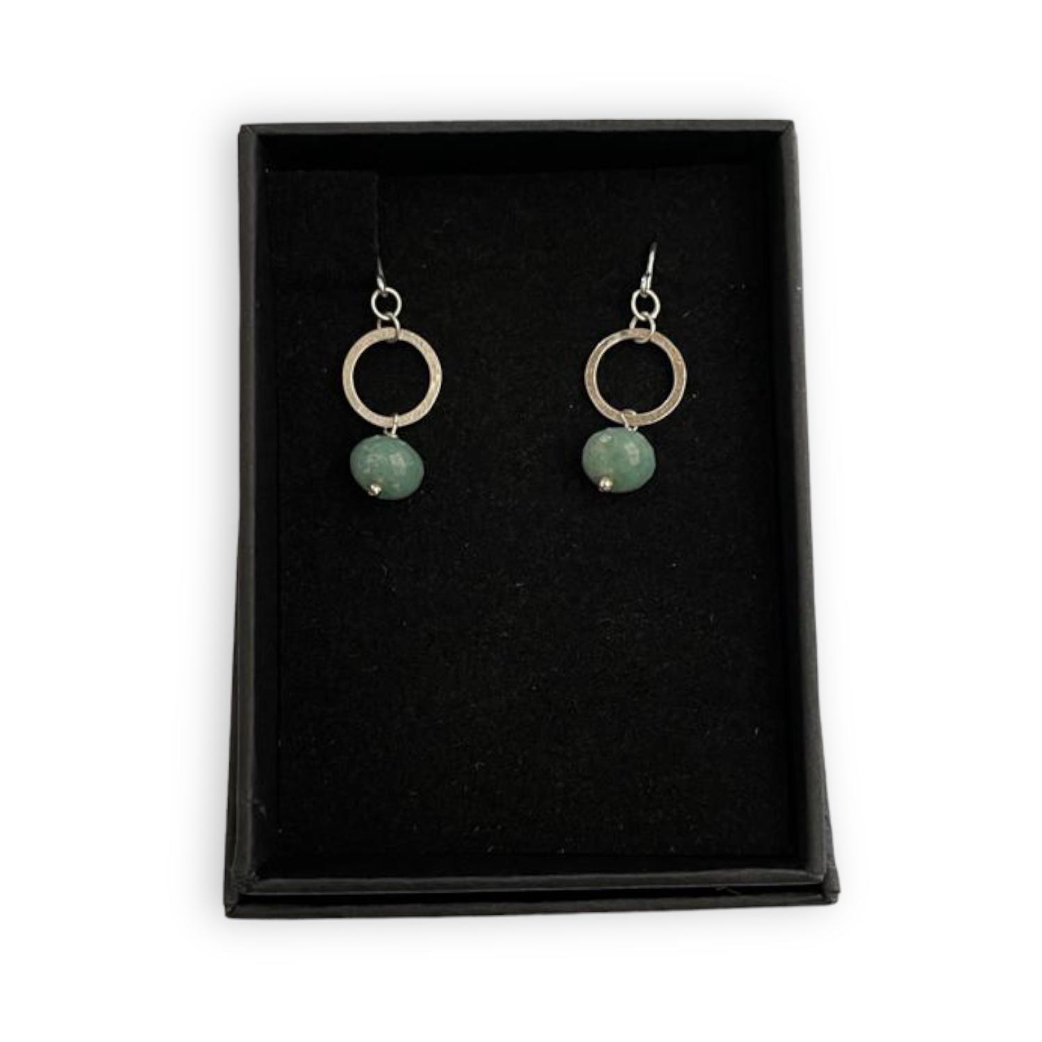 MSJ107 faceted amazonite Rondelle Ring Earrings by Madeleine Spencer Jewellery