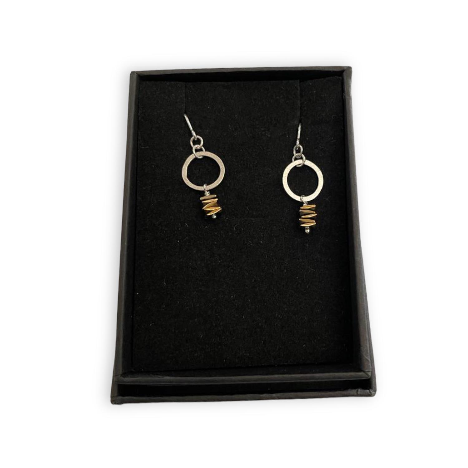 MSJ 105 plane dhematite stack Ring Earrings by Madeleine Spencer Jewellery