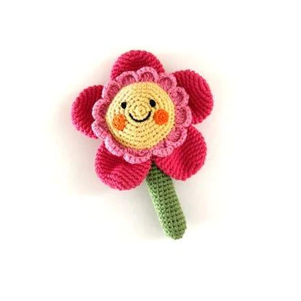 Friendly Flower Rattle Pink by Pebblechild