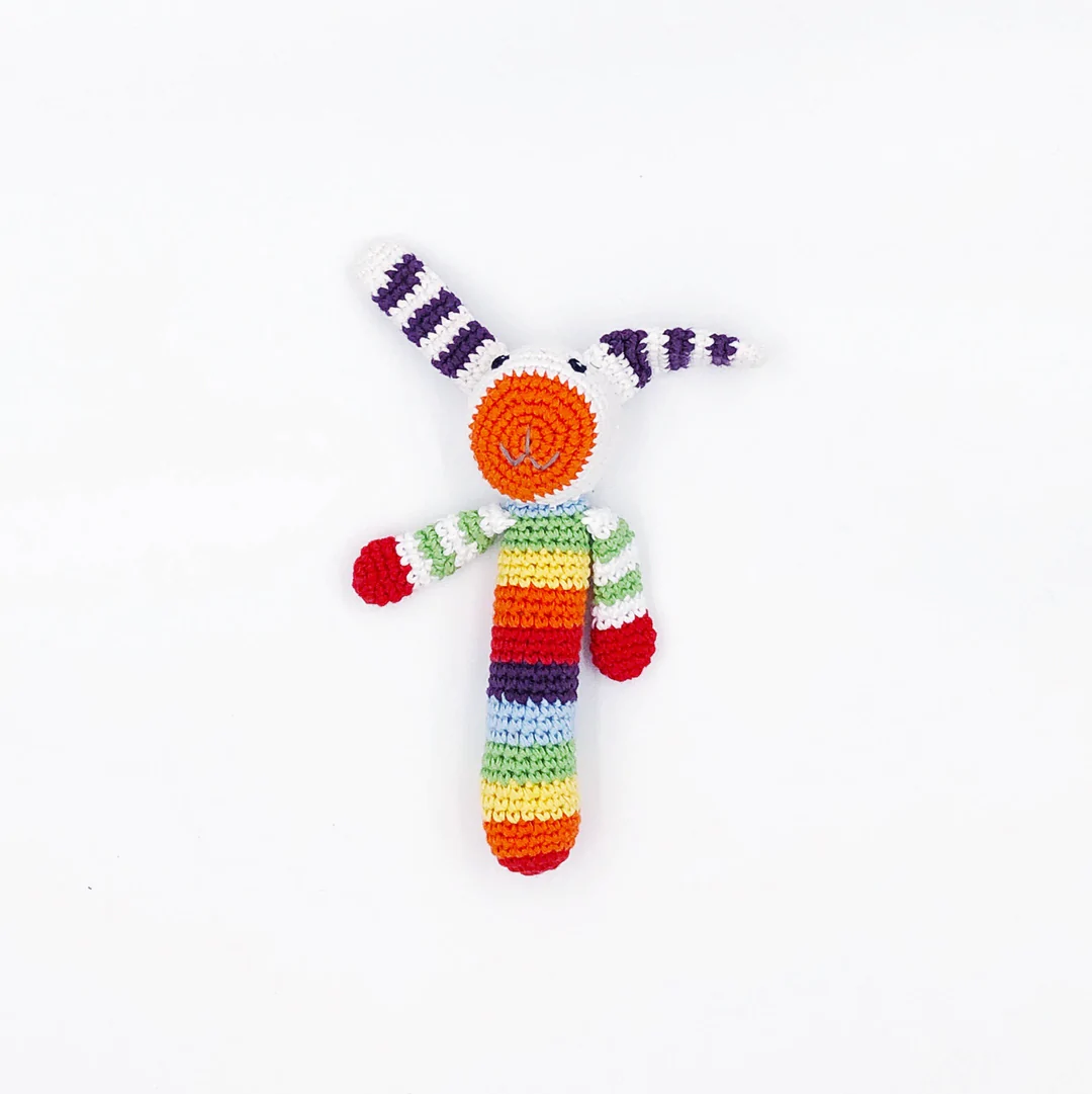 stick rattle bunny rainbow by pebblechild