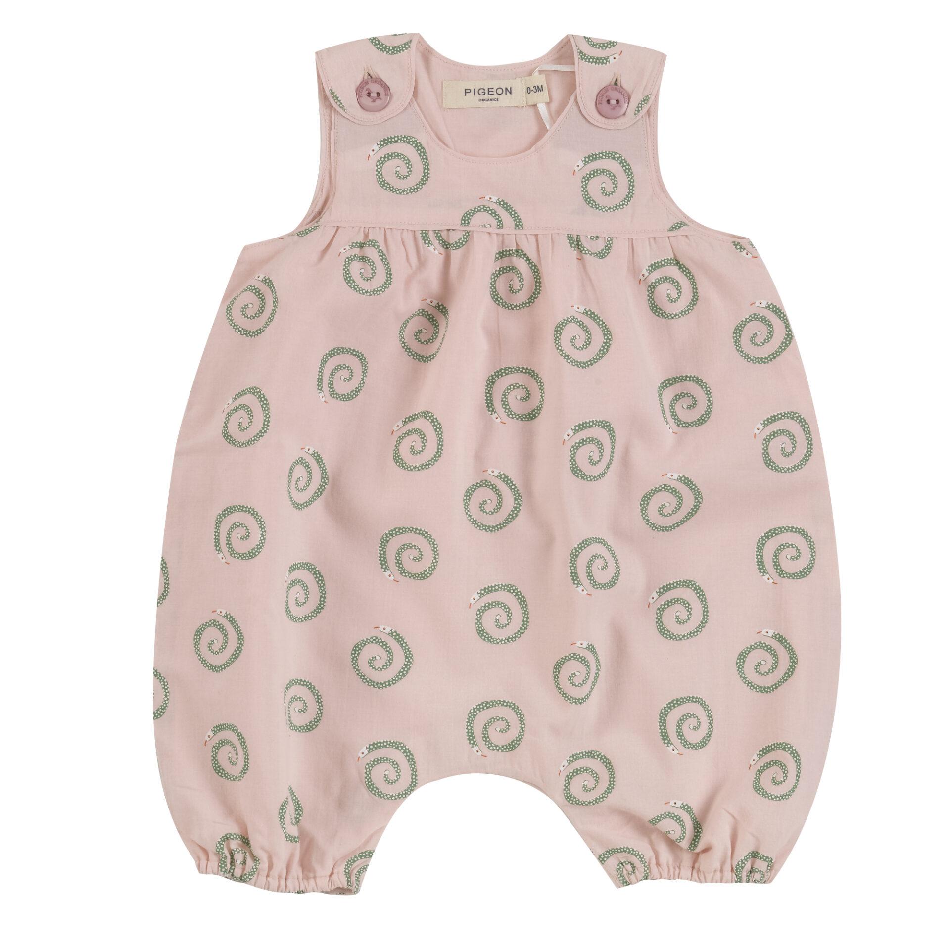 baby playsuit snakes green by pigeon organics SS23
