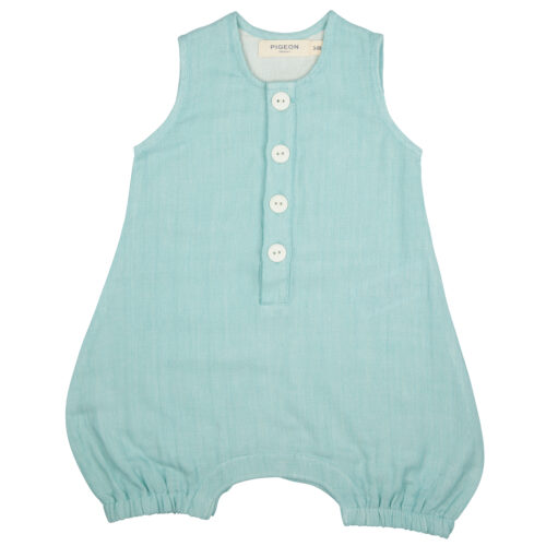 baby all in one muslin turquoise by pigeon organics SS2024