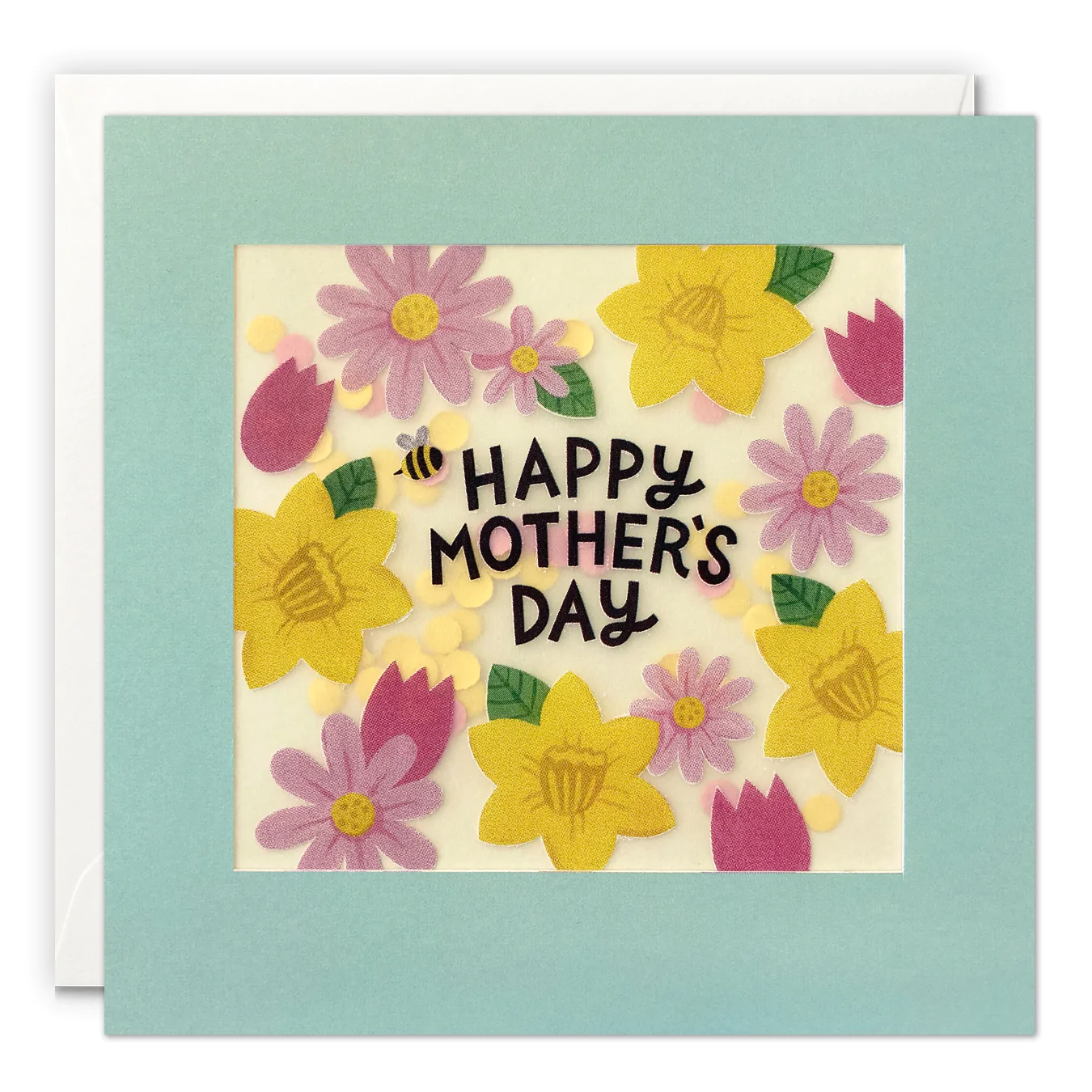 happy mothers day shakies card flowers and bee by James ellis