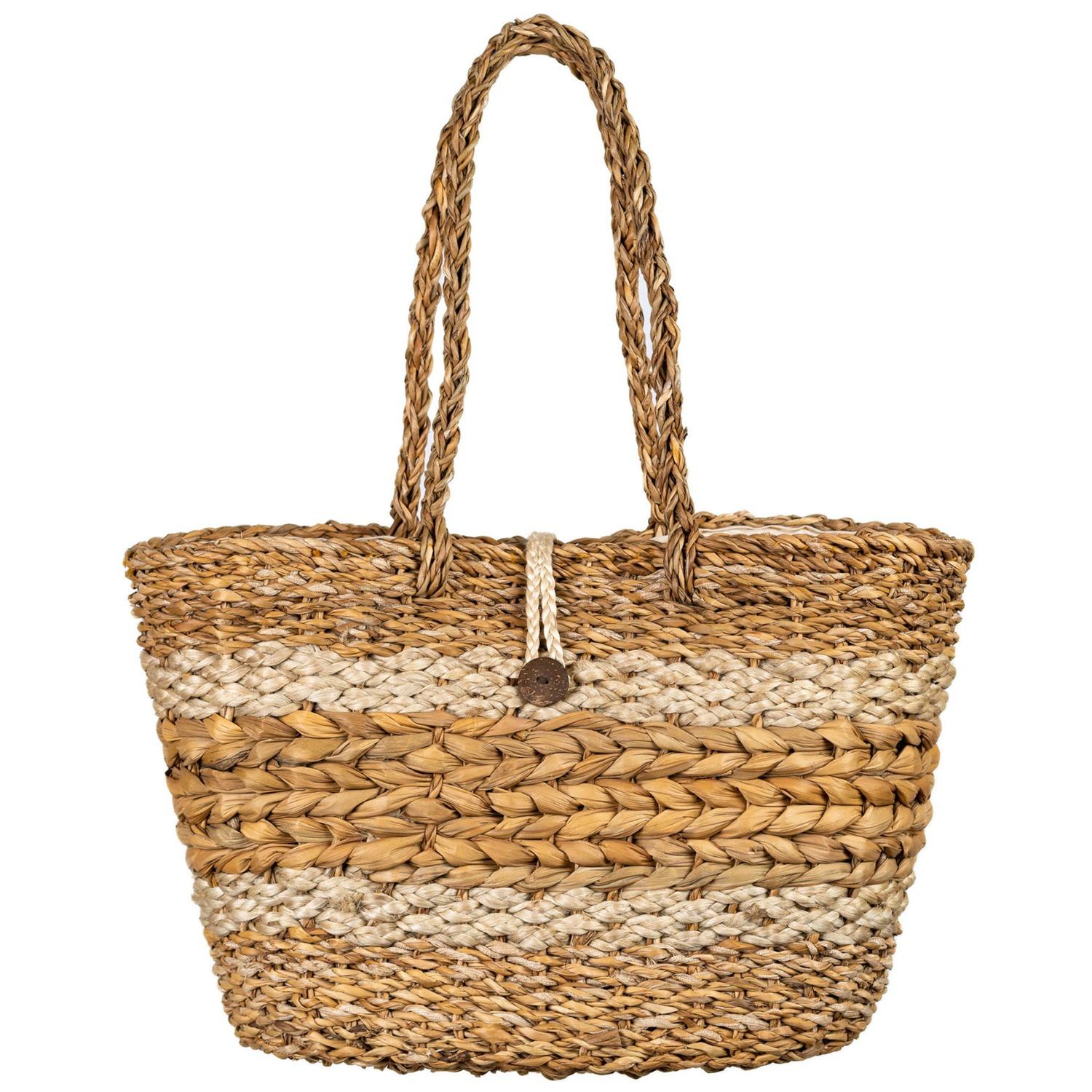 stripped seagrass basket by turtle bags