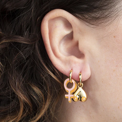 mis-matcvhed women's lib hoops earrings