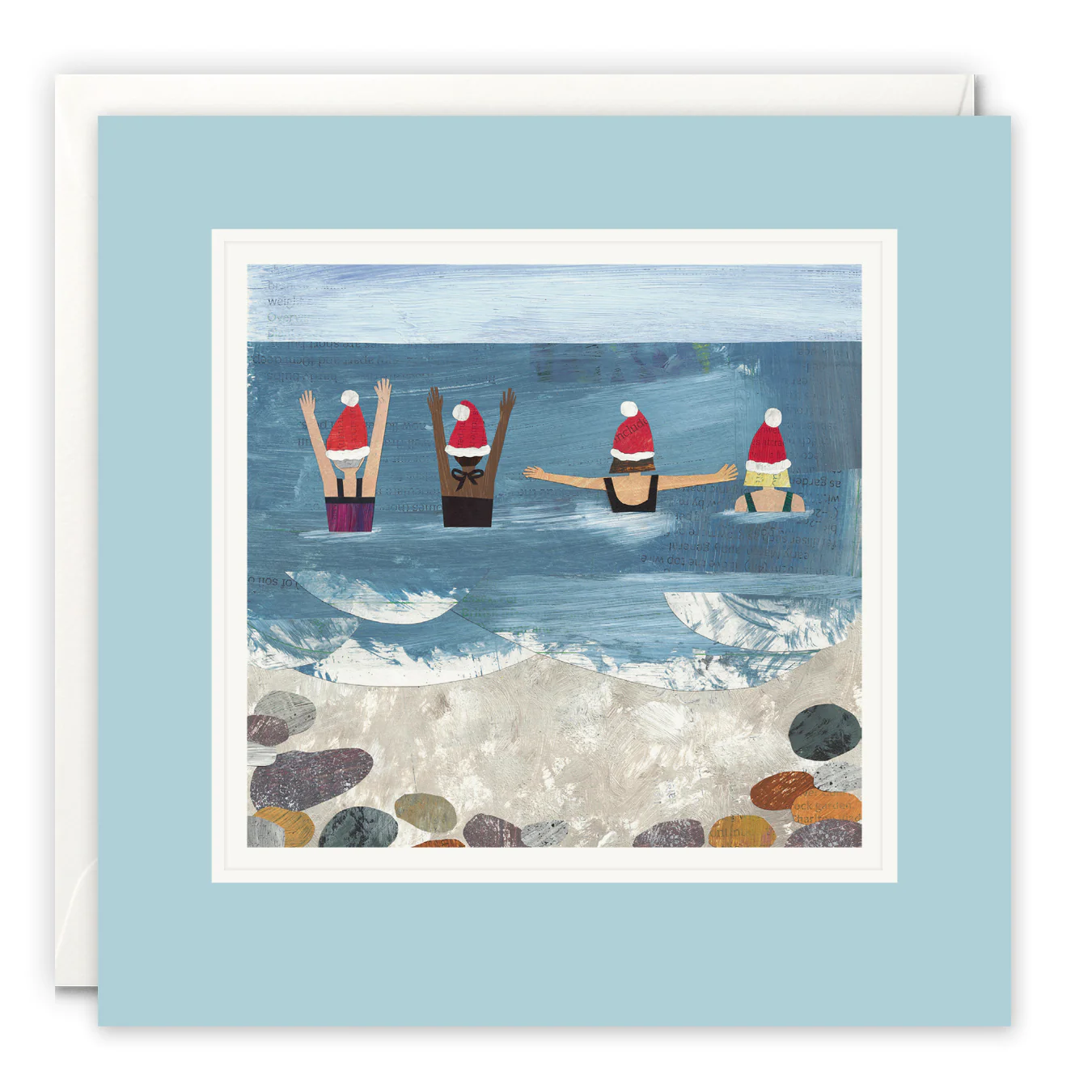 women in the sea at xmas card