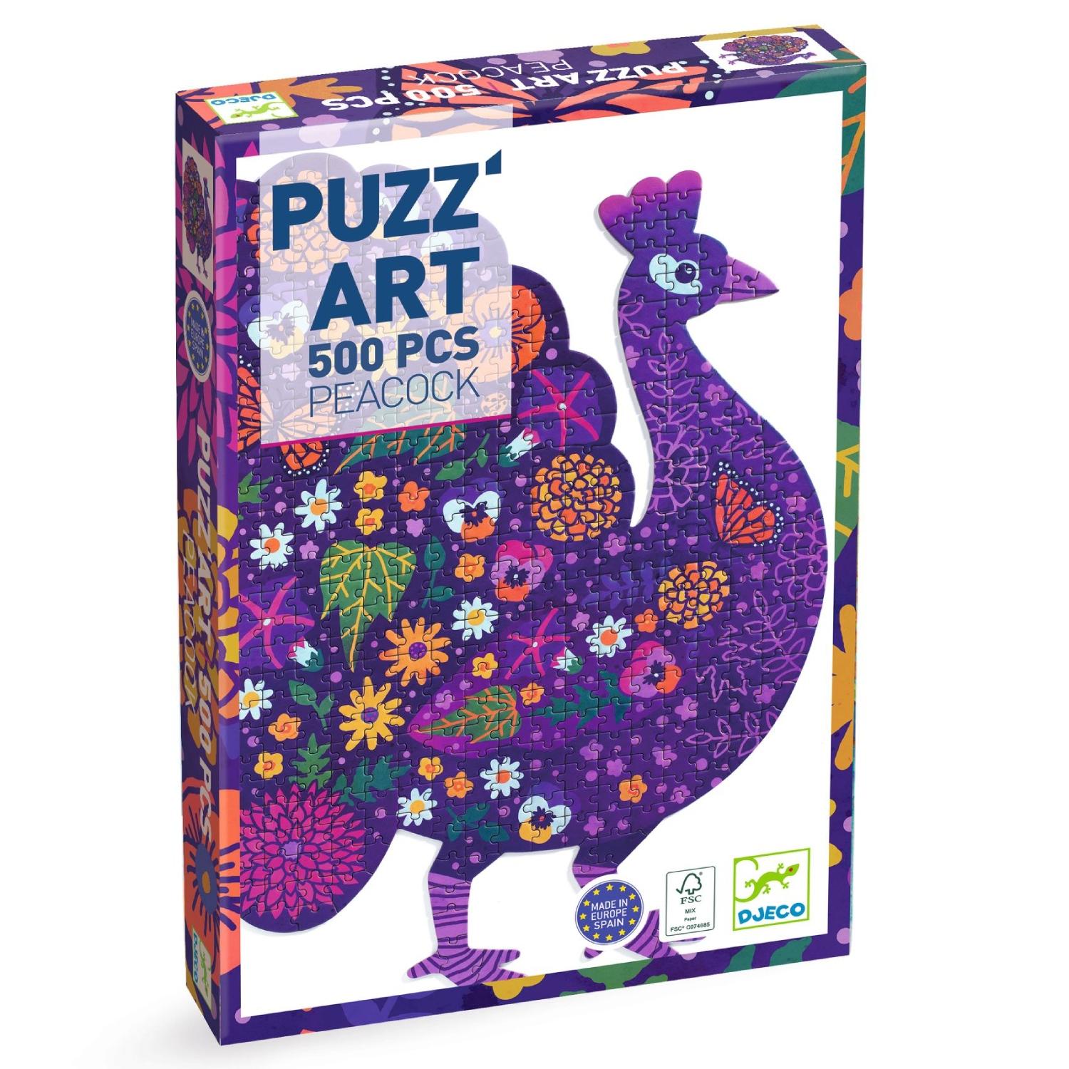 Puzz'art peacock 500 pieces by Djeco