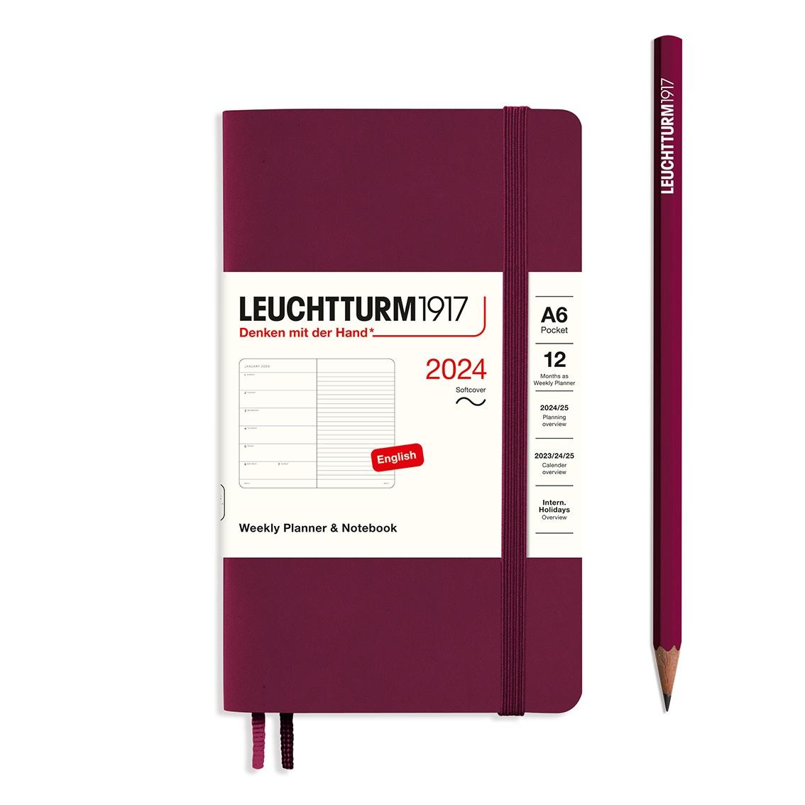 softcover weekly planner and notebook 2024 pocket port red by leuchtturm1917