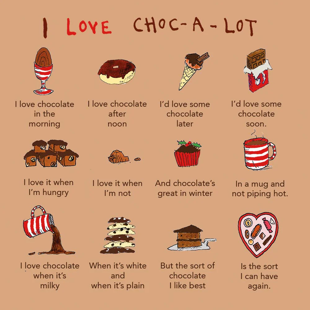 I love choc a lot card by poet and painter