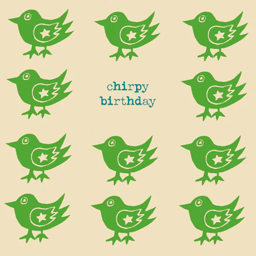 chirpy birthday card by poet and painter