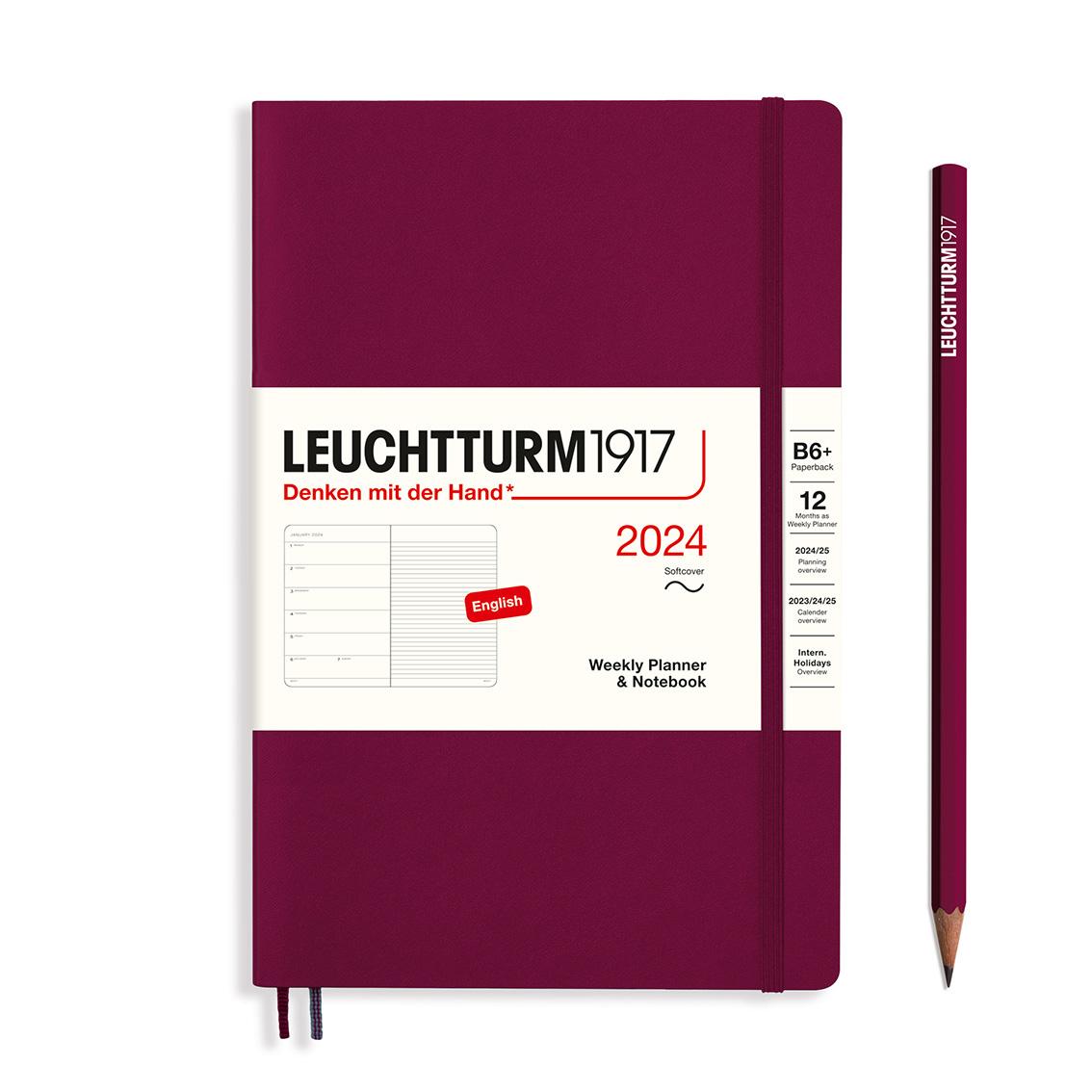 softcover weekly planner and notebook B6+ port red by Leuchtturm1917
