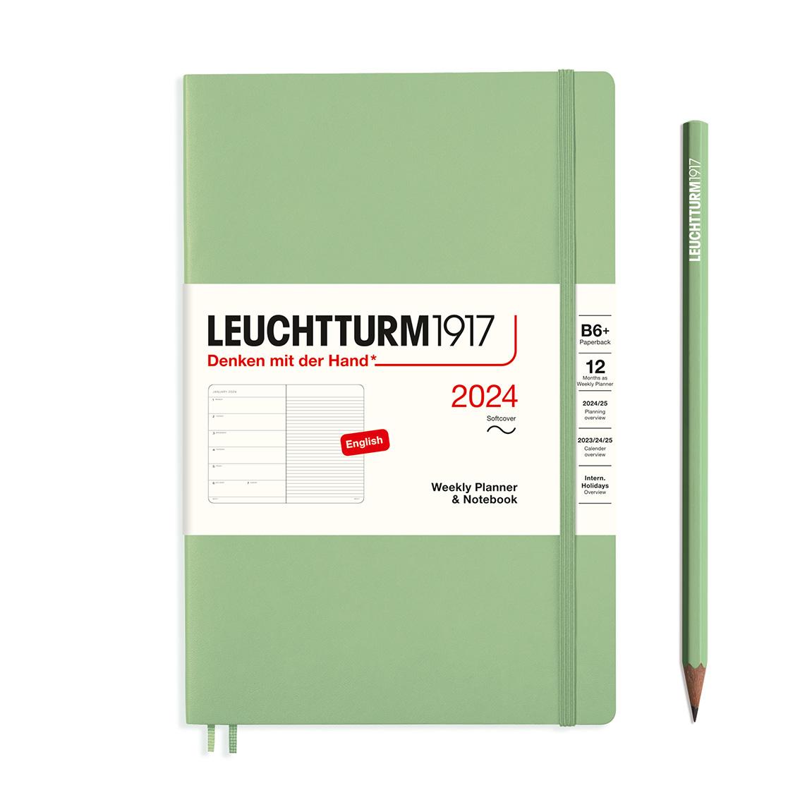 softcover weekly planner and notebook B6+ sage by Leuchtturm1917