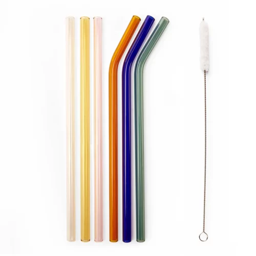 multi-coloured reusable glass straws by kikkerland