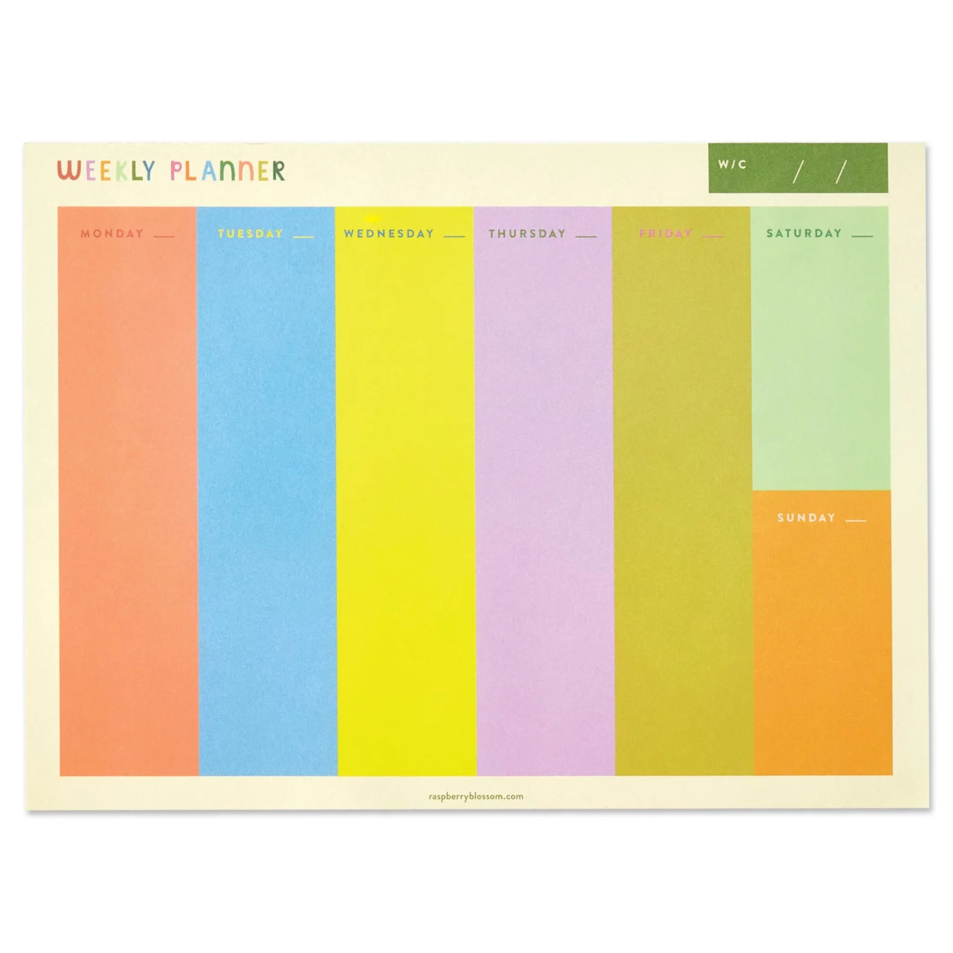 rainbow weekly planner by raspberry blossom