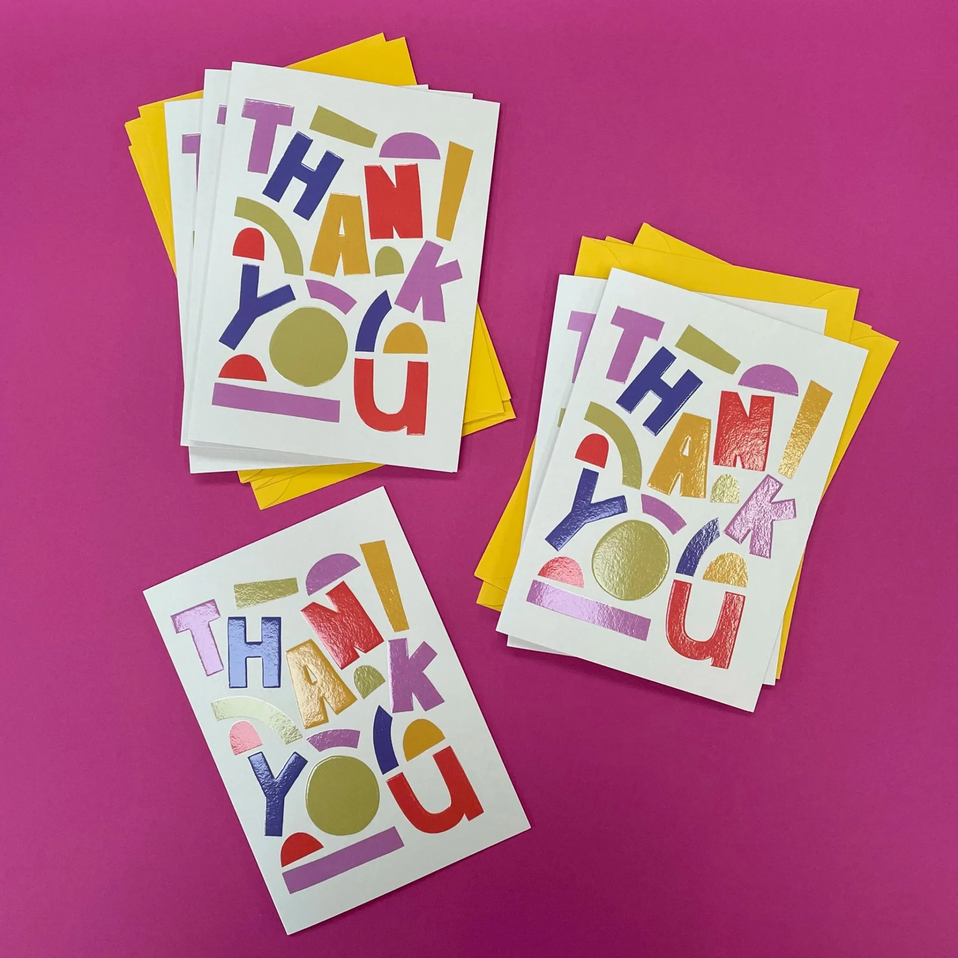 thank you cards set bold and colourful by raspberry blossom