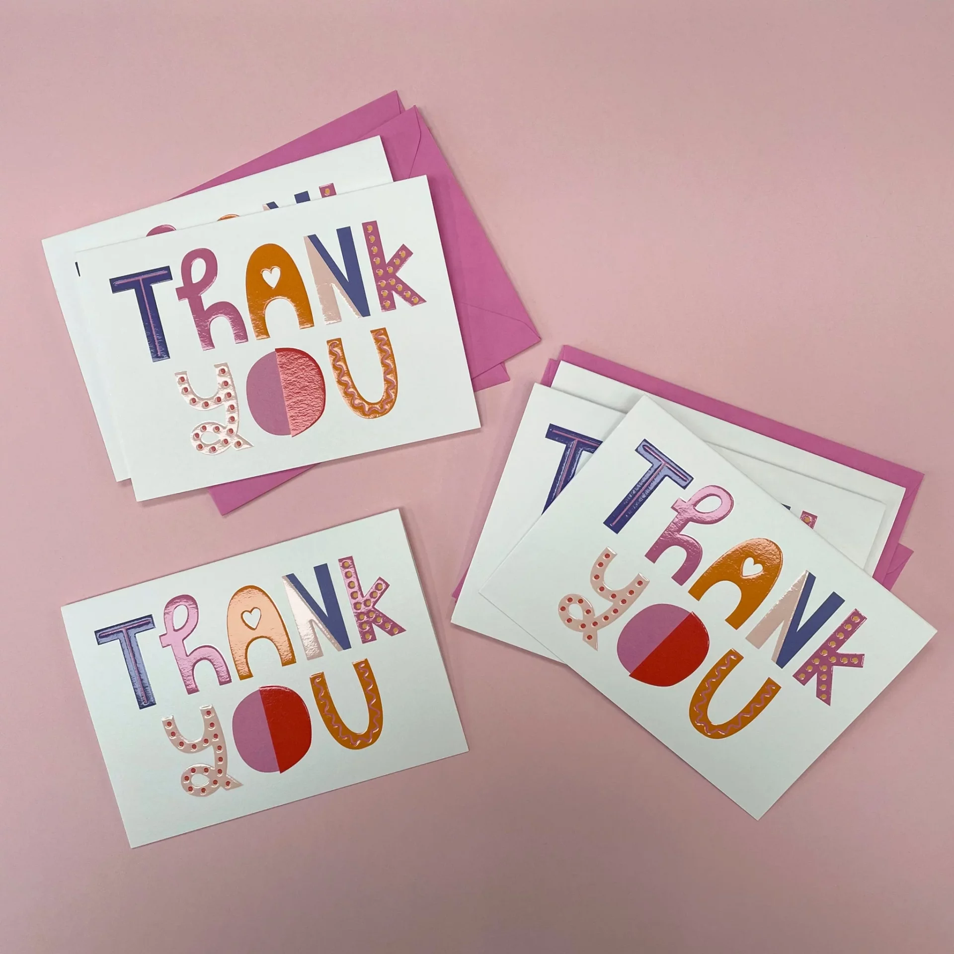 thank you cards set playful typo by raspberry blossom