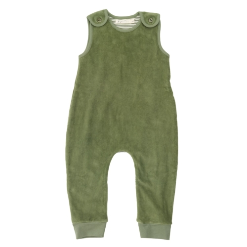 velour playsuit green by pigeon organics