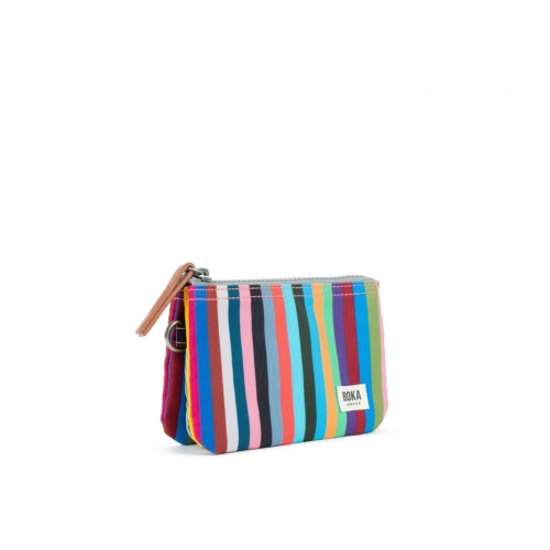 small carnaby wallet recycled canvas multi stripe by roka
