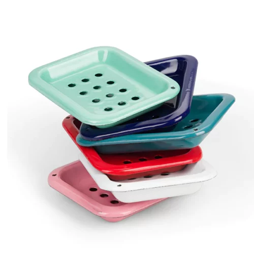 enamel soap dish collection by designed in colour