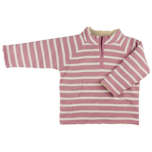 fleece lined up top breton stripe pink by pigeon organics AW23
