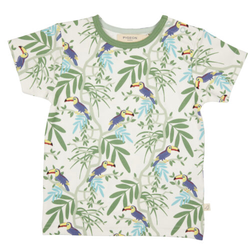 short sleeves T-shirt toucans blue by Pigeon Organics SS2024