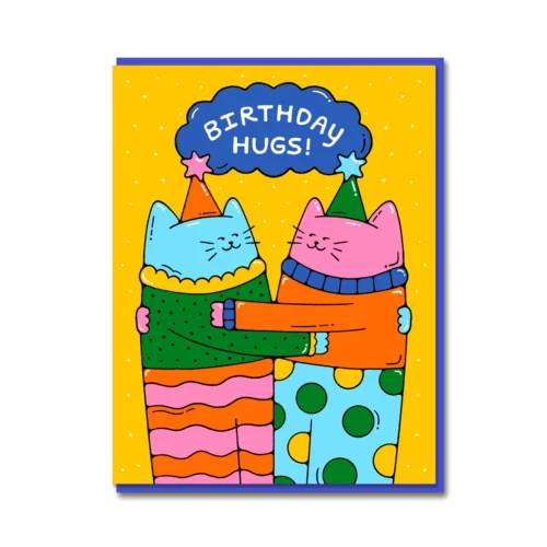 hugging cats birthday card by 1973