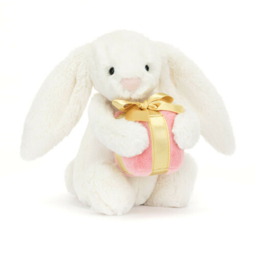 bashful bunny with present by jellycat